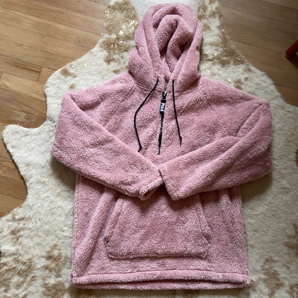 Pink by Victoria’s Secret Teddy Half-Zip Pullover with Hood